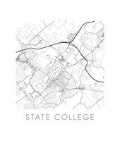 Load image into Gallery viewer, State College Map Black and White Print - pennsylvania Black and White Map Print
