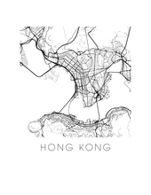 Charger l&#39;image dans la galerie, Affiche cartographique de Hong Kong - Style Noir et Blanc
