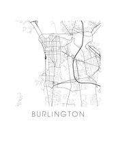 Load image into Gallery viewer, Burlington Map Black and White Print - Vermont Black and White Map Print
