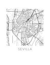 Charger l&#39;image dans la galerie, Affiche cartographique de Seville - Style Noir et Blanc
