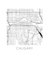 Charger l&#39;image dans la galerie, Affiche cartographique de Calgary - Style Noir et Blanc
