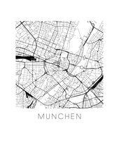 Charger l&#39;image dans la galerie, Affiche cartographique de Munich - Style Noir et Blanc
