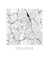Charger l&#39;image dans la galerie, Affiche cartographique de Toulouse - Style Noir et Blanc

