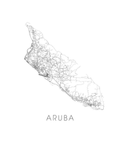 Charger l&#39;image dans la galerie, Affiche cartographique de Aruba - Style Noir et Blanc
