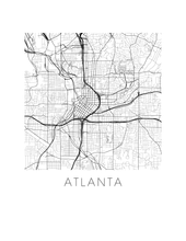 Charger l&#39;image dans la galerie, Affiche cartographique de Atlanta - Style Noir et Blanc
