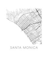Charger l&#39;image dans la galerie, Affiche cartographique de Santa Monica - Style Noir et Blanc
