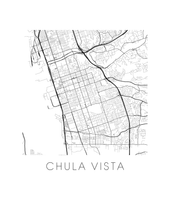 Charger l&#39;image dans la galerie, Affiche cartographique de Chula Vista - Style Noir et Blanc
