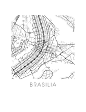 Charger l&#39;image dans la galerie, Affiche cartographique de Brasilia - Style Noir et Blanc
