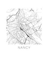 Charger l&#39;image dans la galerie, Affiche cartographique de Nancy - Style Noir et Blanc

