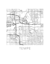 Load image into Gallery viewer, Tempe AZ Map Black and White Print - Arizona Black and White Map Print
