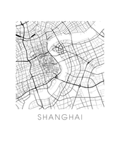 Charger l&#39;image dans la galerie, Affiche cartographique de Shanghai - Style Noir et Blanc
