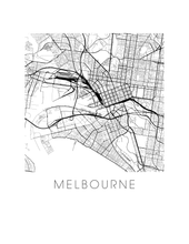 Charger l&#39;image dans la galerie, Affiche cartographique de Melbourne - Style Noir et Blanc
