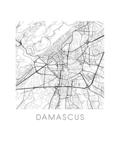 Load image into Gallery viewer, Damascus Map Black and White Print - syria Black and White Map Print
