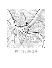 Charger l&#39;image dans la galerie, Affiche cartographique de Pittsburgh - Style Noir et Blanc

