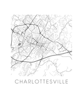 Load image into Gallery viewer, Charlottesville Map Black and White Print - virginia Black and White Map Print
