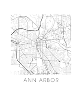 Charger l&#39;image dans la galerie, Affiche cartographique de Ann Arbor - Style Noir et Blanc
