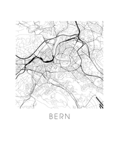 Load image into Gallery viewer, Bern Map Black and White Print - switzerland Black and White Map Print
