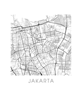 Charger l&#39;image dans la galerie, Affiche cartographique de Jakarta - Style Noir et Blanc
