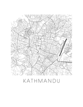 Charger l&#39;image dans la galerie, Affiche cartographique de Kathmandu - Style Noir et Blanc
