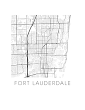 Charger l&#39;image dans la galerie, Affiche cartographique de Fort Lauderdale - Style Noir et Blanc
