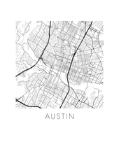 Charger l&#39;image dans la galerie, Affiche cartographique de Austin - Style Noir et Blanc
