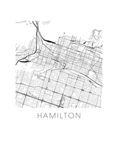 Charger l&#39;image dans la galerie, Affiche cartographique de Hamilton - Style Noir et Blanc
