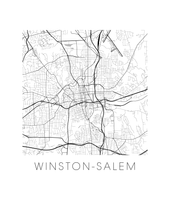 Charger l&#39;image dans la galerie, Affiche cartographique de Winston-Salem - Style Noir et Blanc

