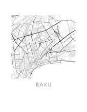 Load image into Gallery viewer, Baku Map Black and White Print - azerbaijan Black and White Map Print
