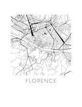 Charger l&#39;image dans la galerie, Affiche cartographique de Florence - Style Noir et Blanc
