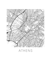 Load image into Gallery viewer, Athens Map Black and White Print - greece Black and White Map Print
