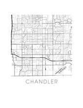 Charger l&#39;image dans la galerie, Affiche cartographique de Chandler - Style Noir et Blanc
