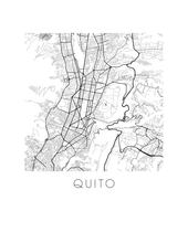 Load image into Gallery viewer, Quito Map Black and White Print - ecuador Black and White Map Print
