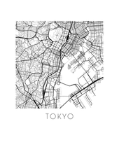 Charger l&#39;image dans la galerie, Affiche cartographique de Tokyo - Style Noir et Blanc
