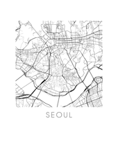 Charger l&#39;image dans la galerie, Affiche cartographique de Séoul - Style Noir et Blanc
