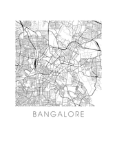 Charger l&#39;image dans la galerie, Affiche cartographique de Bangalore - Style Noir et Blanc

