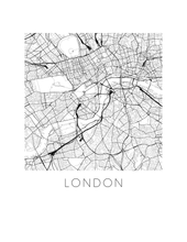 Charger l&#39;image dans la galerie, Affiche cartographique de Londres - Style Noir et Blanc
