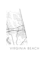 Charger l&#39;image dans la galerie, Affiche cartographique de Virginia Beach - Style Noir et Blanc
