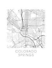 Charger l&#39;image dans la galerie, Affiche cartographique de Colorado Springs - Style Noir et Blanc
