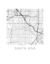 Charger l&#39;image dans la galerie, Affiche cartographique de Santa Ana - Style Noir et Blanc
