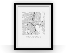 Load image into Gallery viewer, Providence RI Map Black and White Print - Rhode Island Black and White Map Print
