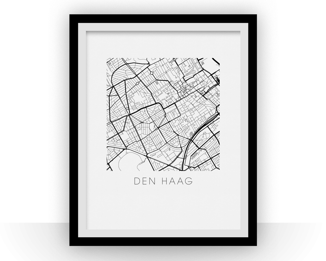 The Hague Map Black and White Print - netherlands Black and White Map Print