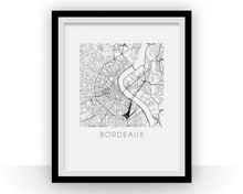 Load image into Gallery viewer, Bordeaux Map Black and White Print - France Black and White Map Print
