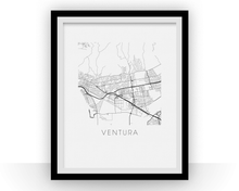 Load image into Gallery viewer, Ventura Map Black and White Print - california Black and White Map Print
