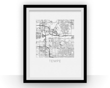 Load image into Gallery viewer, Tempe AZ Map Black and White Print - Arizona Black and White Map Print
