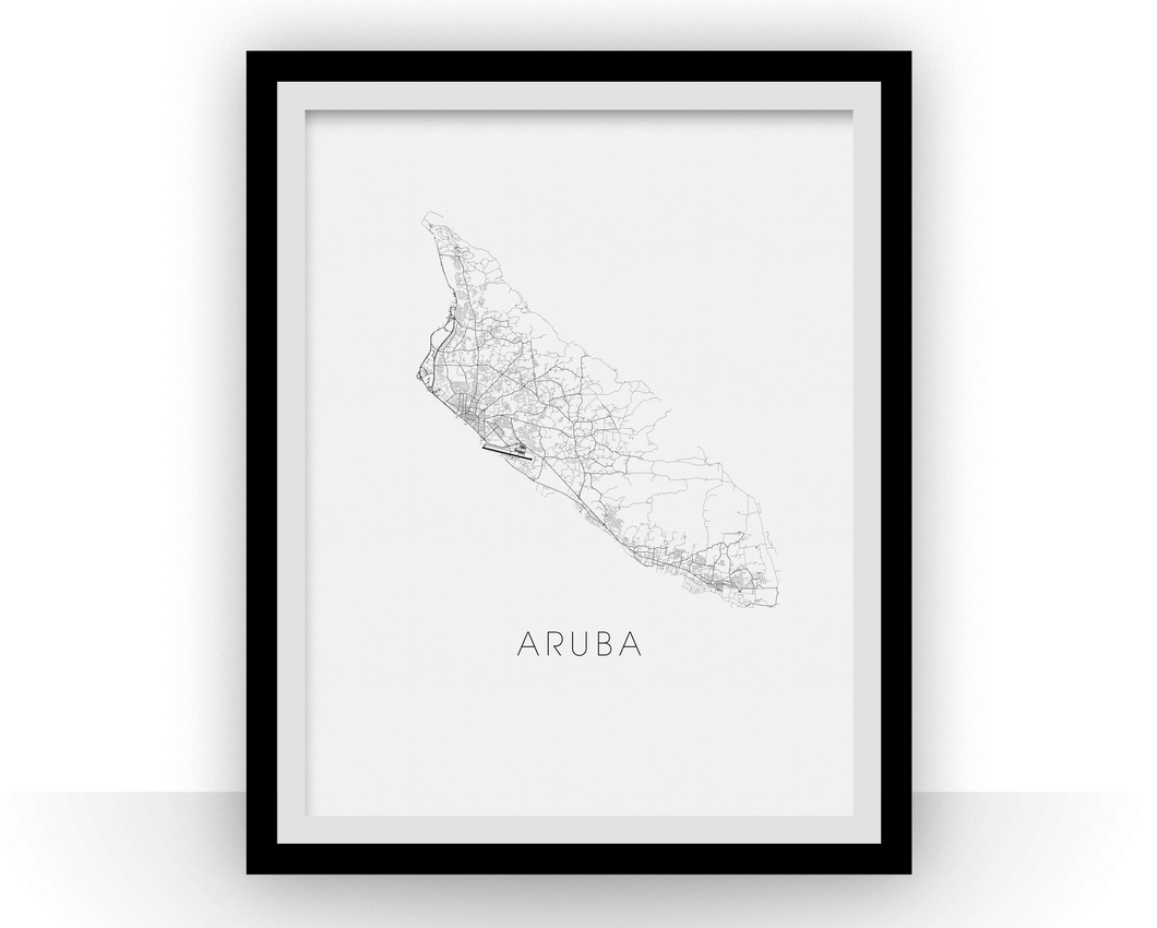 Aruba Map Black and White Print - aruba Black and White Map Print
