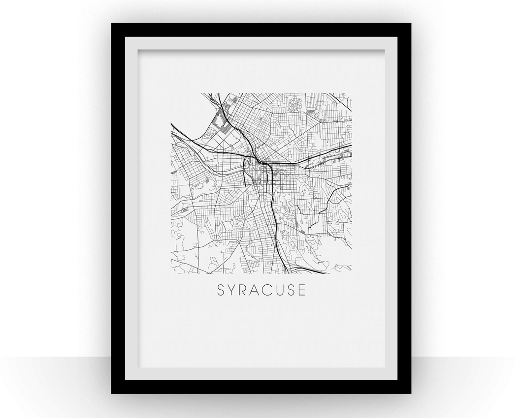 Syracuse Map Black and White Print - New York Black and White Map Print