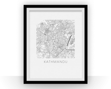 Charger l&#39;image dans la galerie, Affiche cartographique de Kathmandu - Style Noir et Blanc
