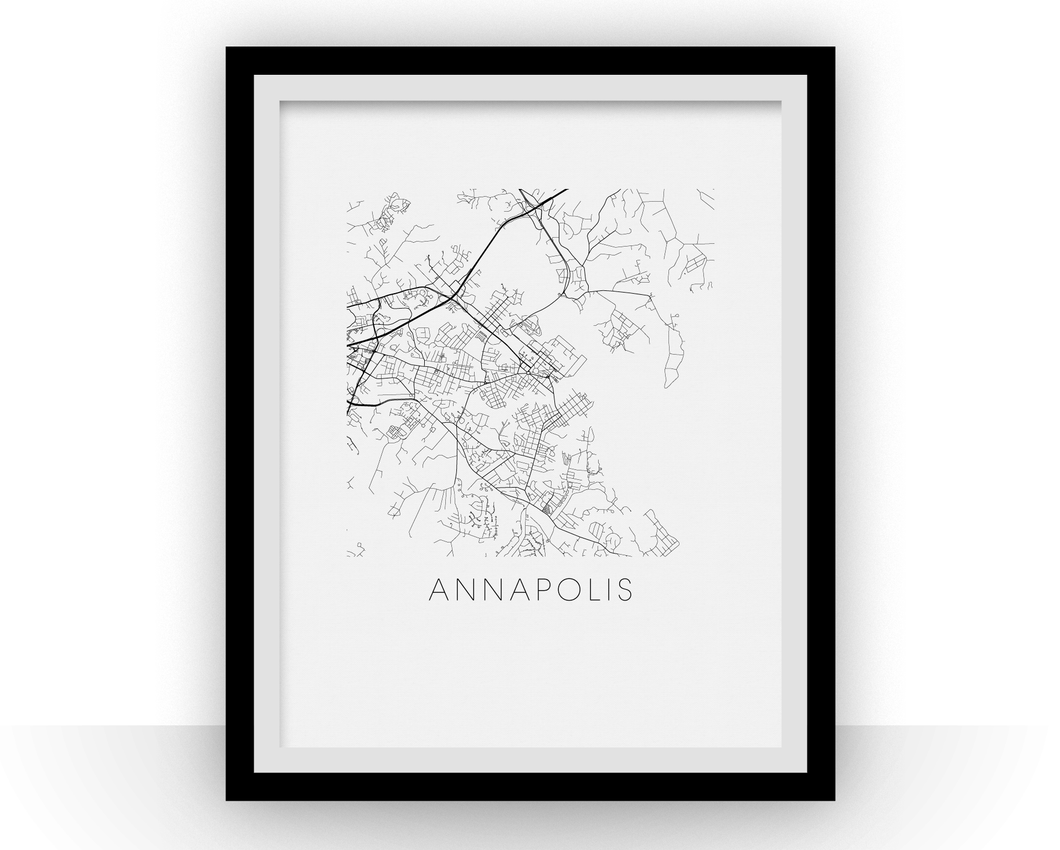 Annapolis Map Black and White Print - maryland Black and White Map Print