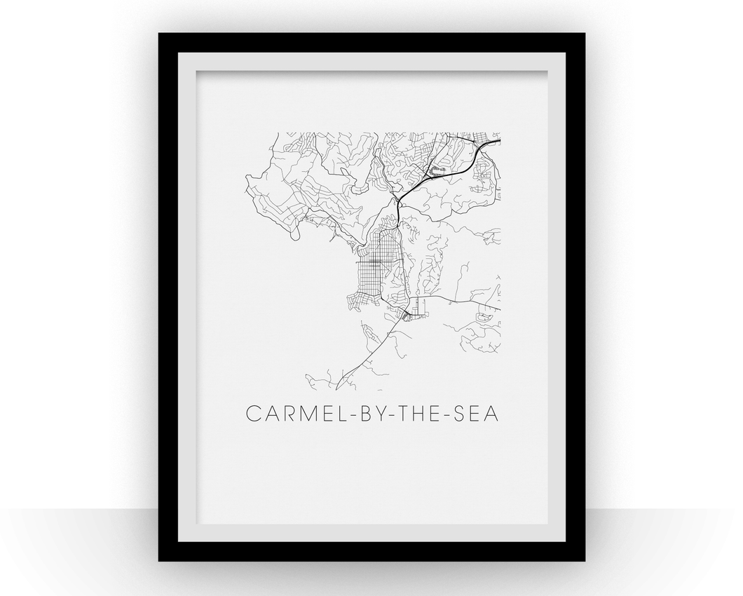 Carmel-By-The-Sea Map Black and White Print - california Black and White Map Print