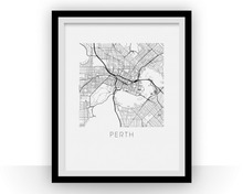 Charger l&#39;image dans la galerie, Affiche cartographique de Perth - Style Noir et Blanc
